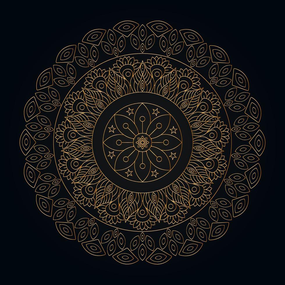 logo vectoriel mandala, illustration d'icône, ornement élégant, conception de tatouage oriental ou indien, ornement islamique mystérieux dessiné à la main pour la méditation ou l'illustration vectorielle de yoga. couleur noir et or