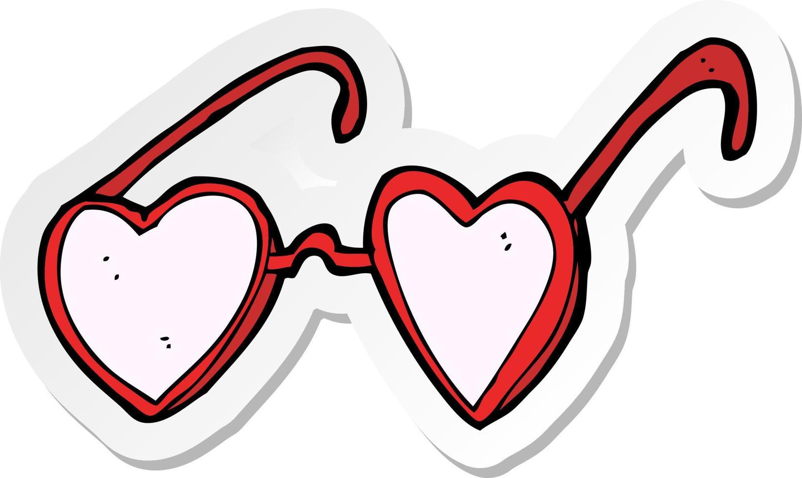 autocollant d'un coeur de dessin animé lunettes vecteur