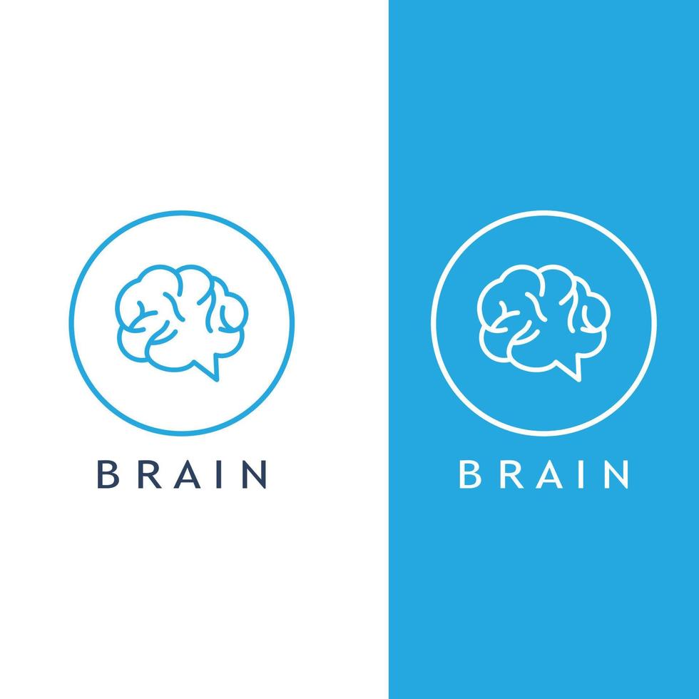 logo du cerveau. logo du cerveau avec combinaison de technologie et de cellules nerveuses de la partie cérébrale, avec modèle d'illustration vectorielle de concept de conception. vecteur