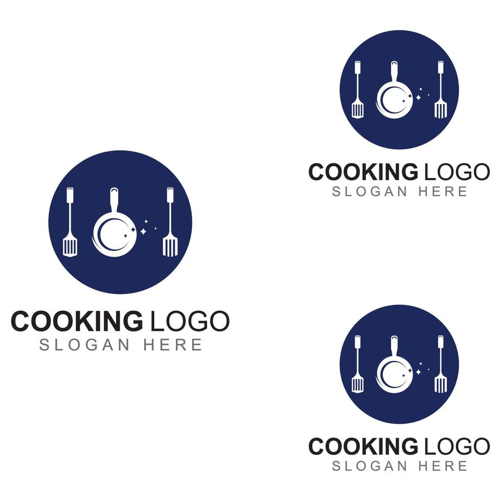 logos pour ustensiles de cuisine, marmites, spatules et cuillères de cuisine. à l'aide d'un concept de conception de modèle d'illustration vectorielle. vecteur