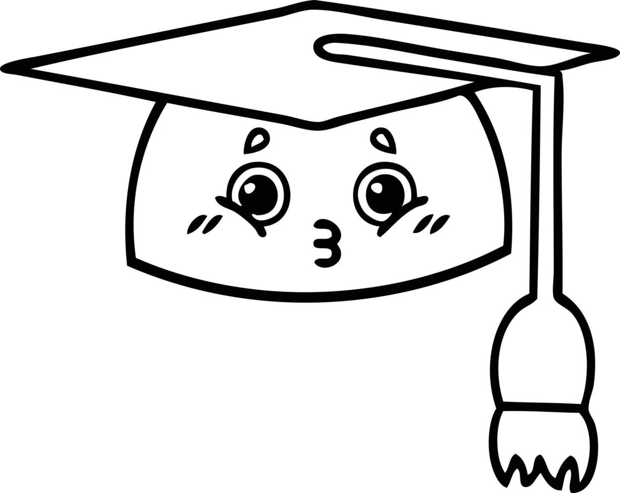 chapeau de graduation dessin animé dessin au trait vecteur