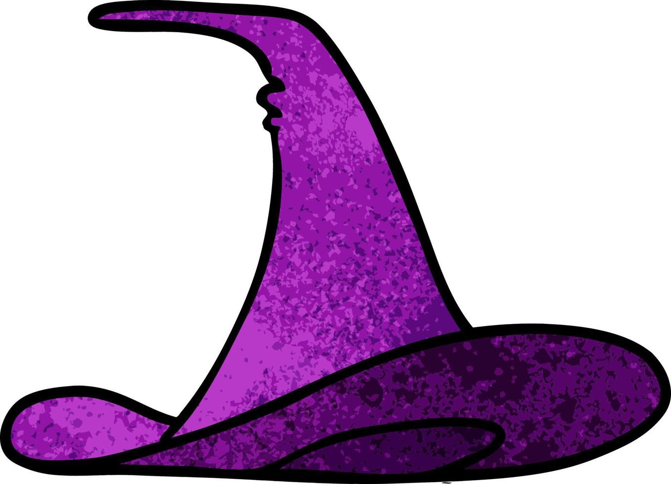 doodle dessin animé texturé d'un chapeau de sorcière vecteur