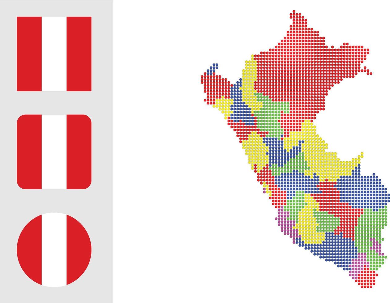 carte du pérou et drapeau icône plate symbole illustration vectorielle vecteur