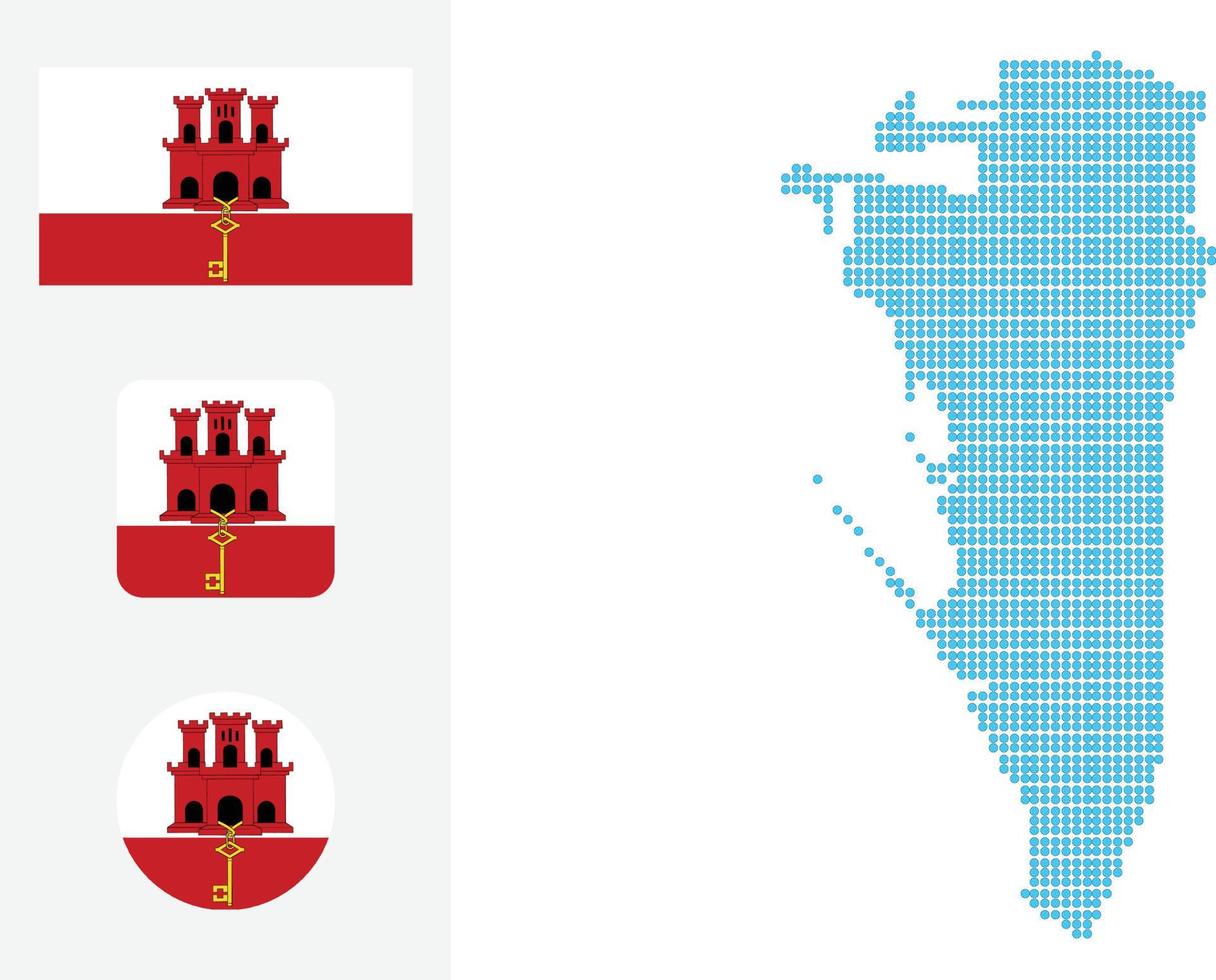 carte de gibraltar et drapeau icône plate symbole illustration vectorielle vecteur