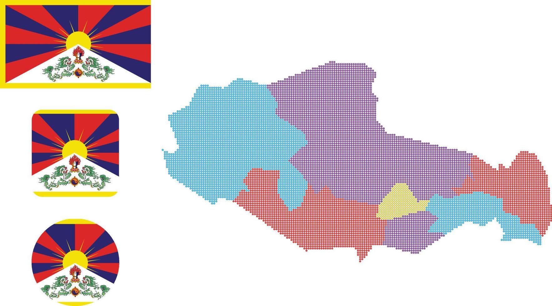 carte du tibet. et drapeau. icône plate symbole illustration vectorielle vecteur