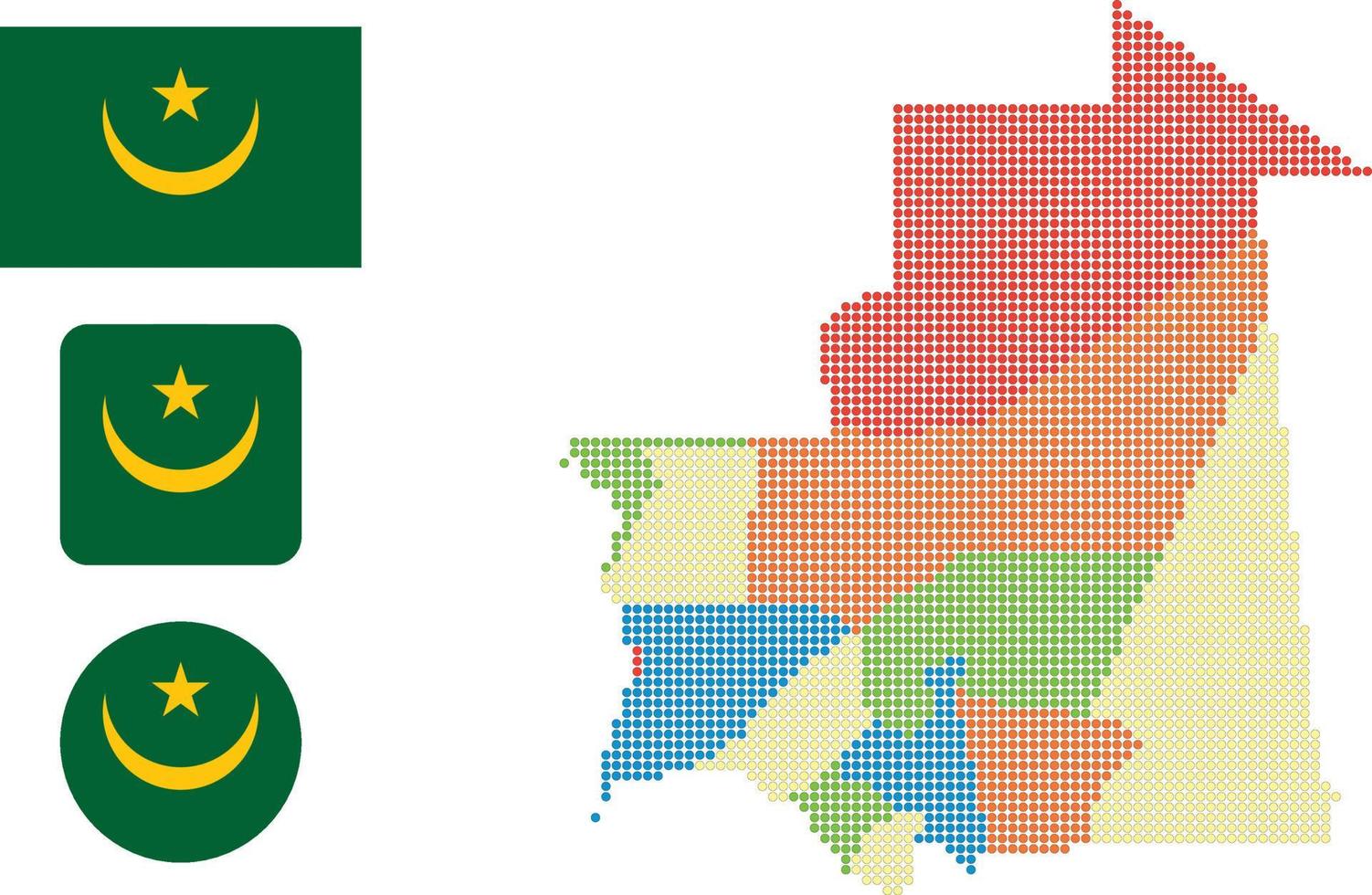 mauritanie carte et drapeau icône plate symbole illustration vectorielle vecteur