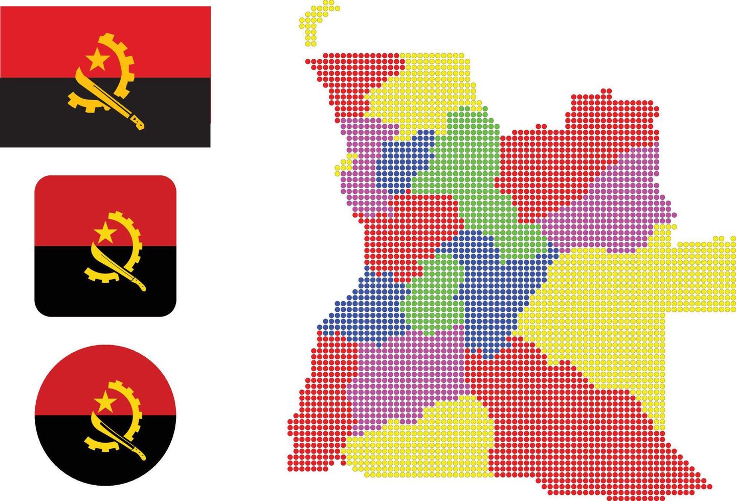 angola carte et drapeau plat icône symbole illustration vectorielle vecteur