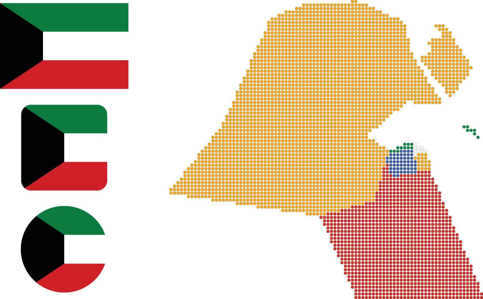 koweït carte et drapeau icône plate symbole illustration vectorielle vecteur