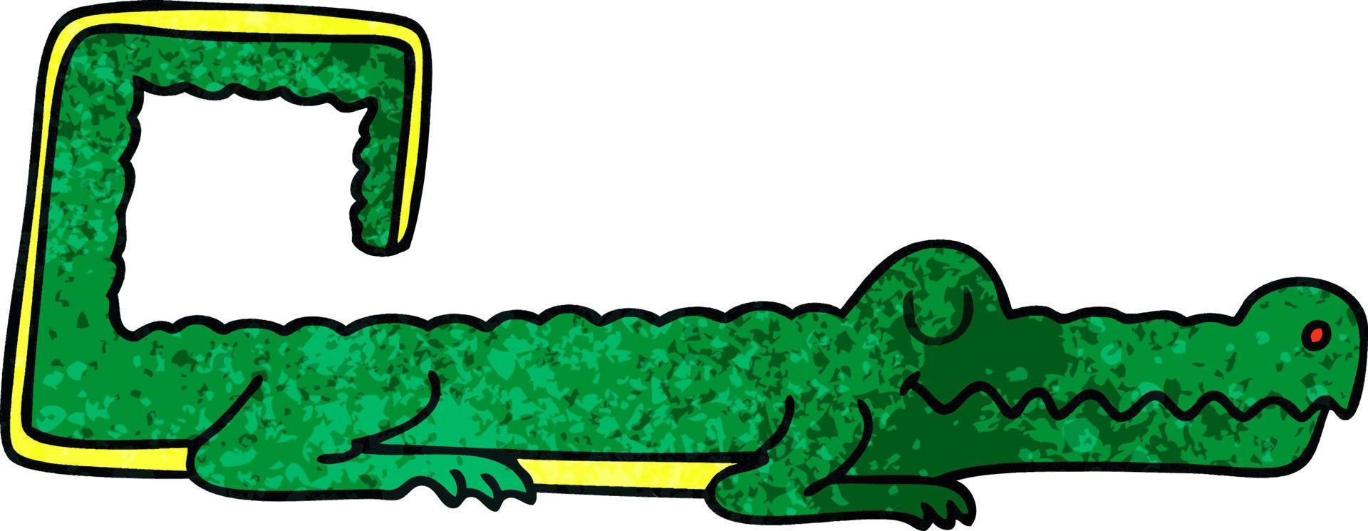 crocodile de bande dessinée dessiné à la main excentrique vecteur