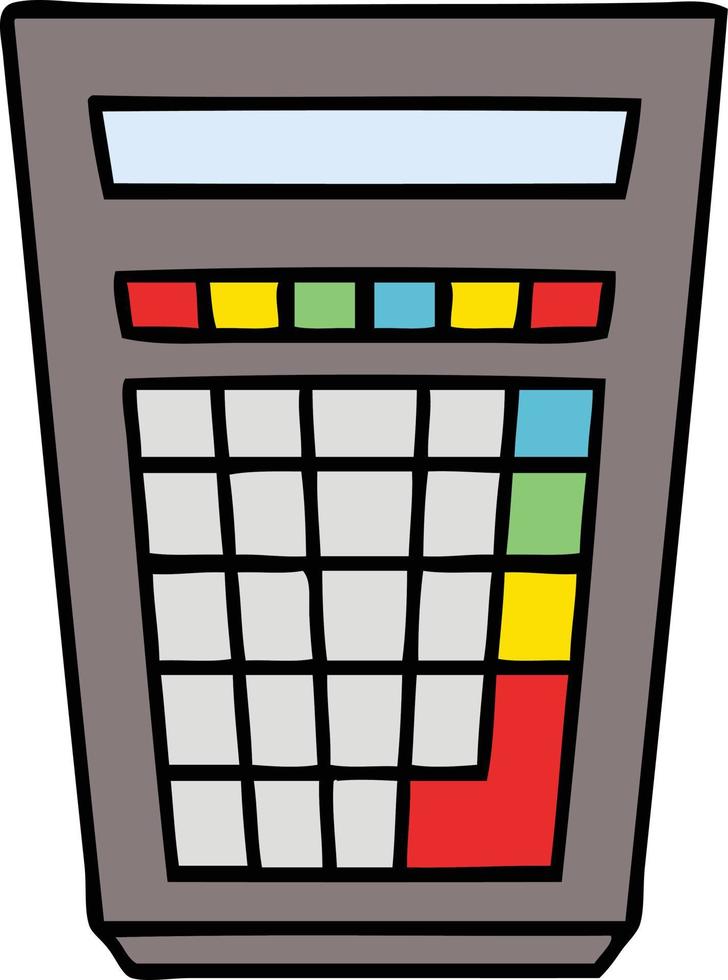 calculatrice de dessin animé dessiné à la main excentrique vecteur
