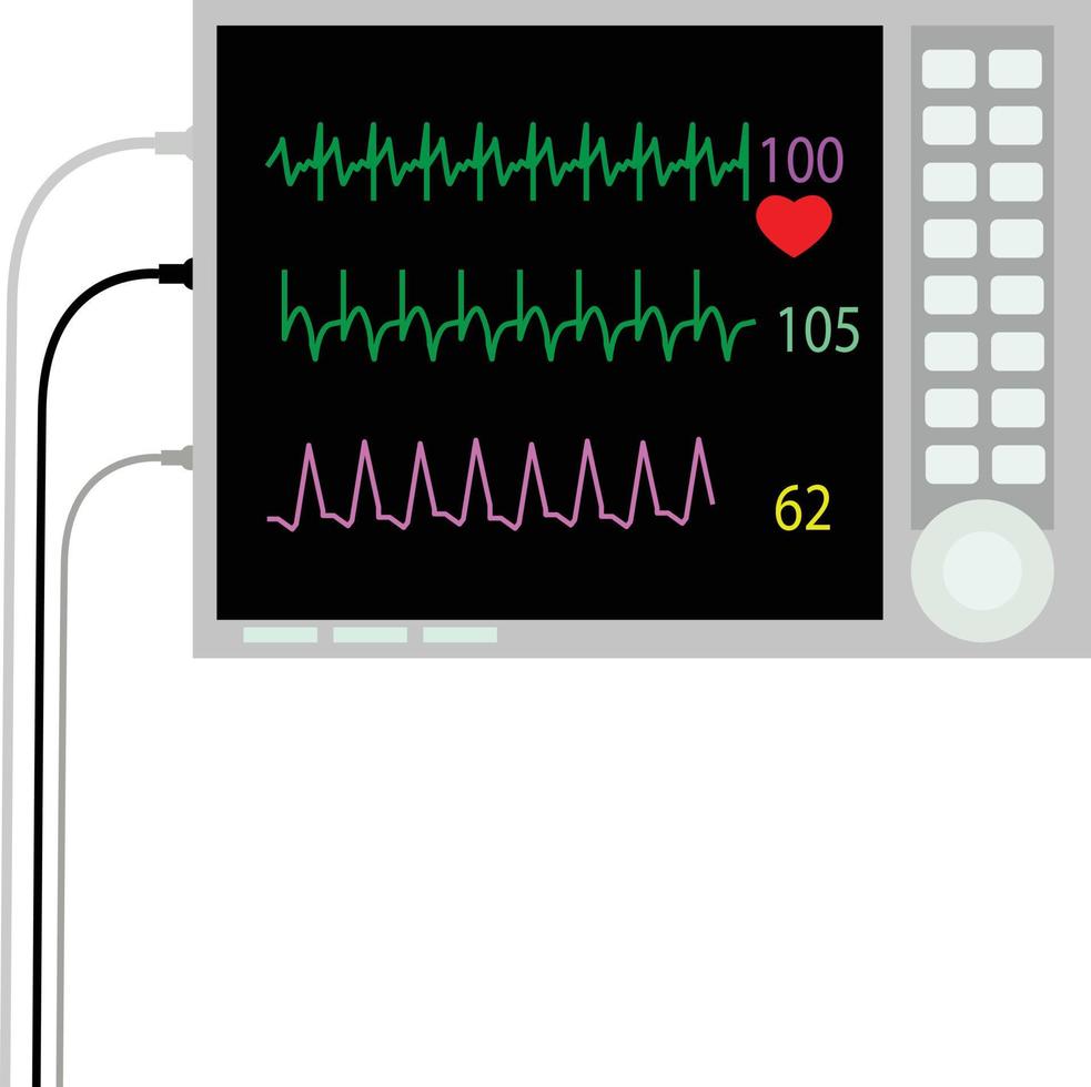 icône de graphique électrocardiographique médical sur fond blanc. symbole de l'électrocardiographe. signe de dispositif médical. style plat. vecteur