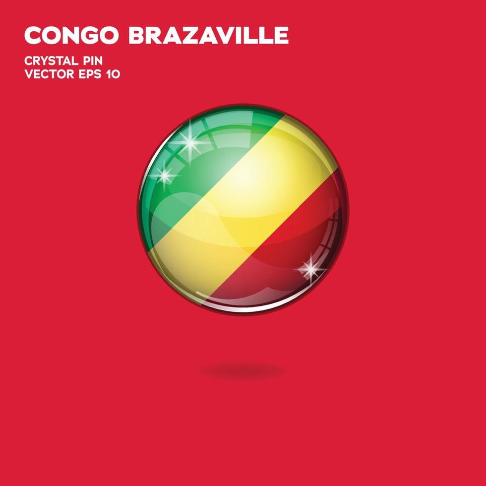 drapeau congo brazzaville boutons 3d vecteur