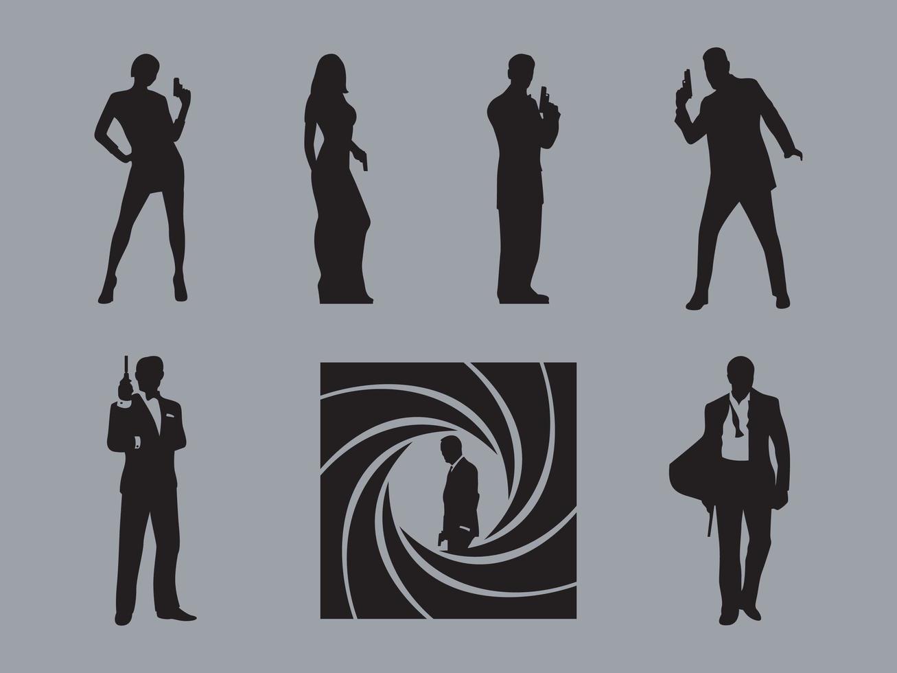 Vecteurs de silhouette de James Bond vecteur