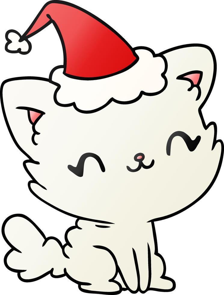 dessin animé dégradé de noël de chat kawaii vecteur