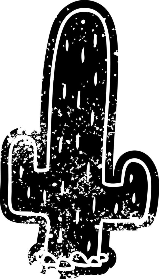 grunge, icône, dessin, de, a, cactus vecteur