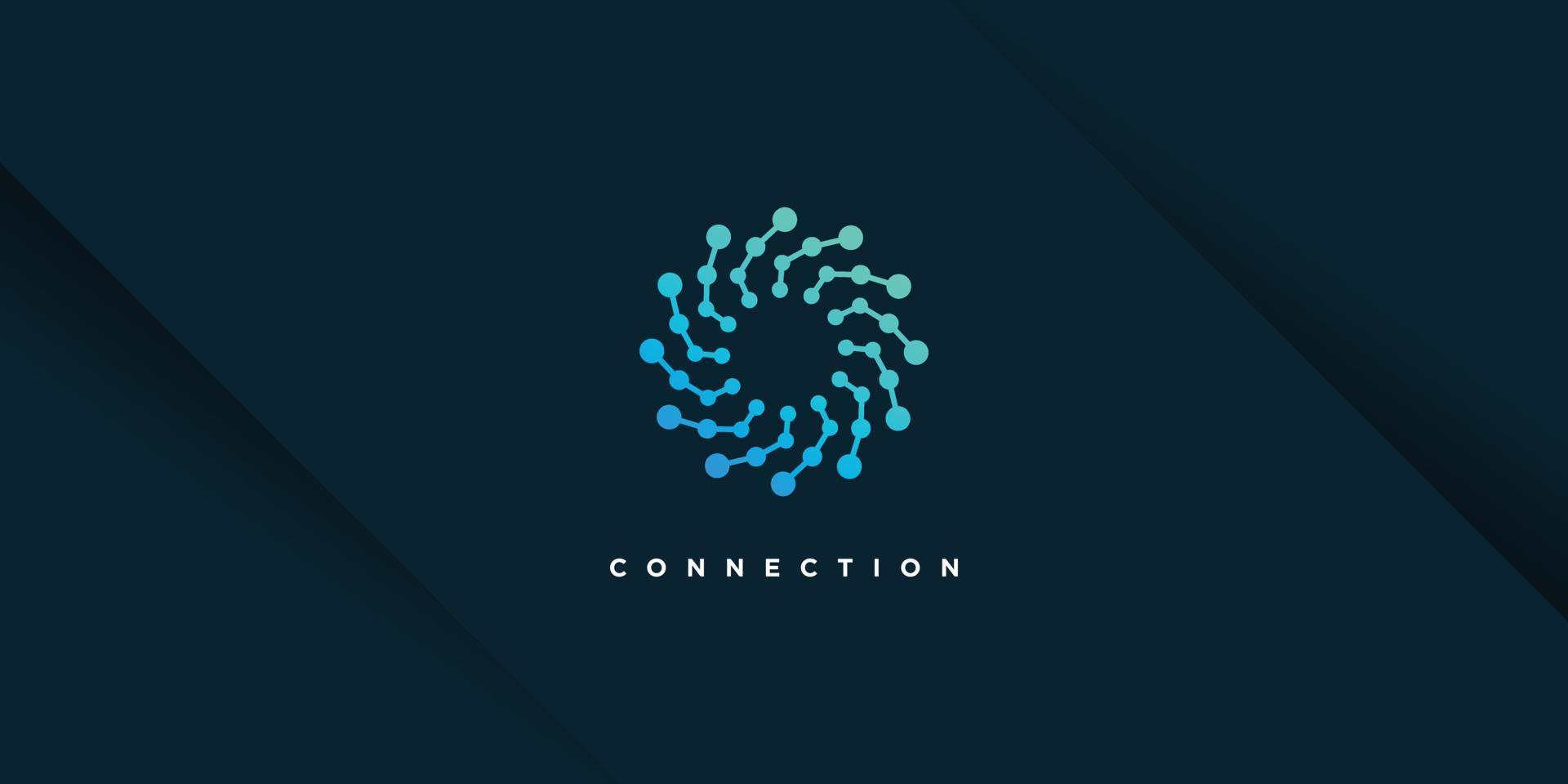 vecteur de conception de logo de connexion avec concept de point unique créatif