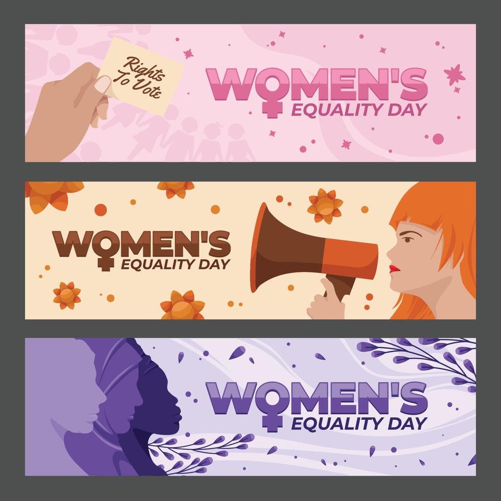 ensemble de bannière de la journée de l'égalité des femmes vecteur