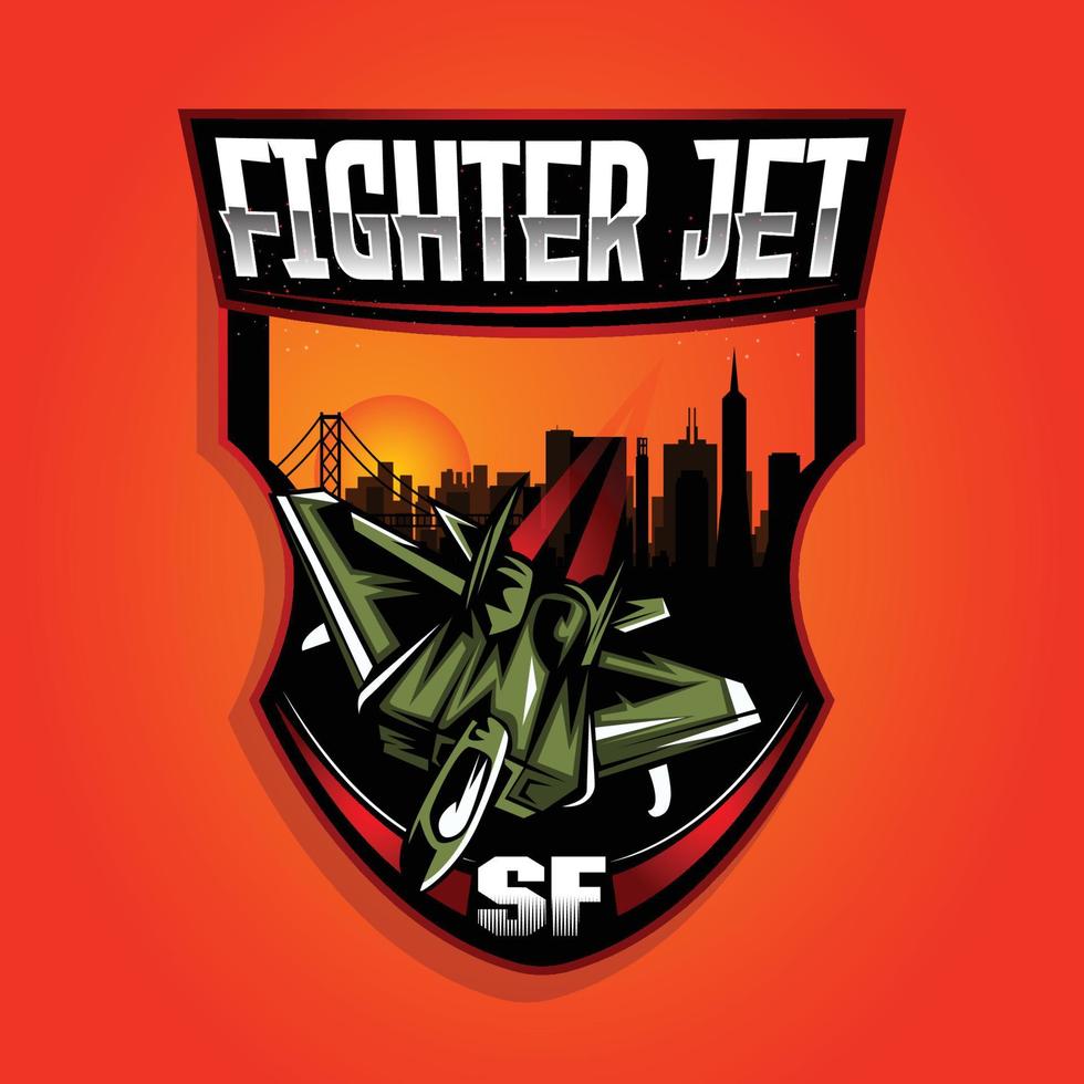 création de logo de mascotte de jeu d'avion de chasse vecteur