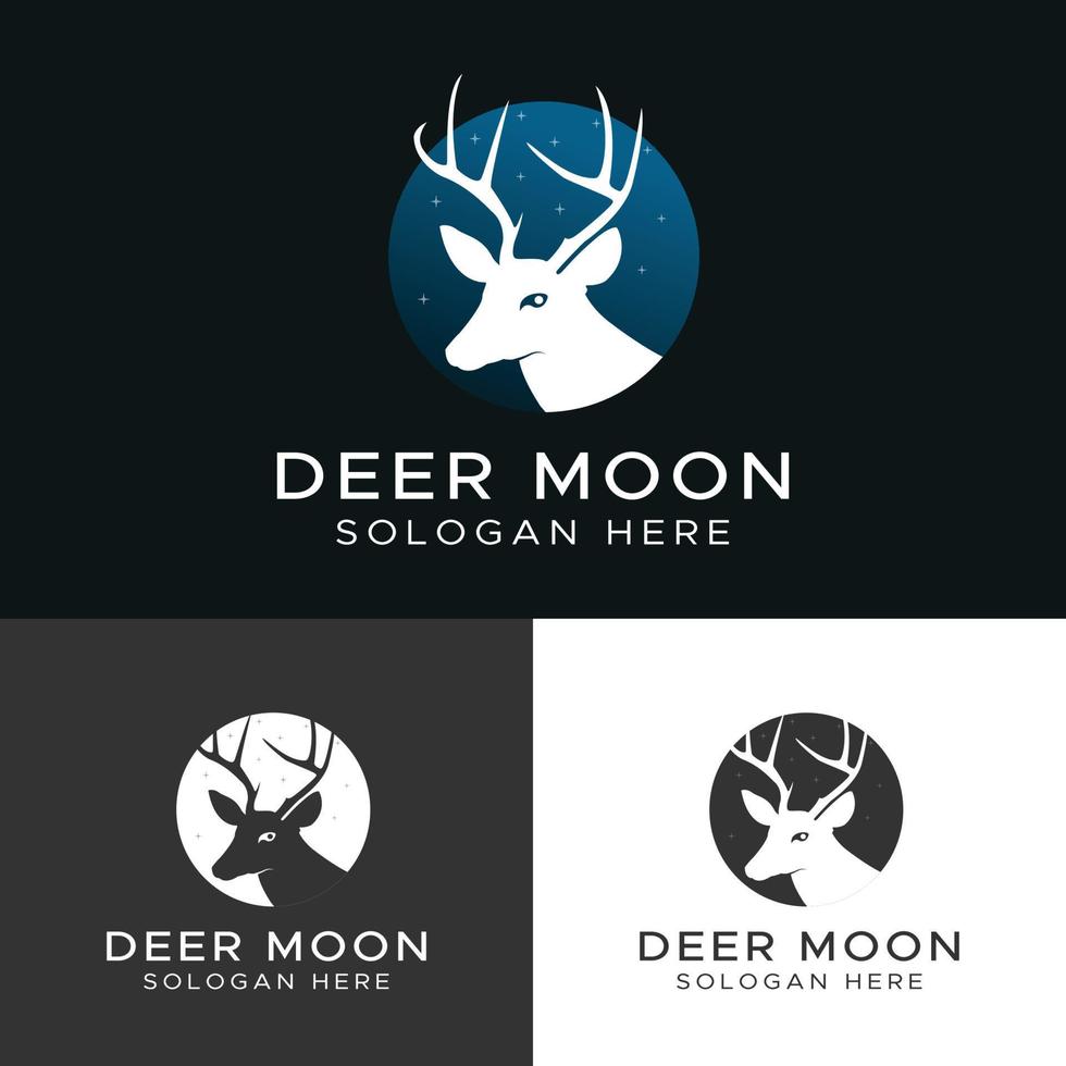 logo de cerf et modèle de logo de lune de cerf vecteur