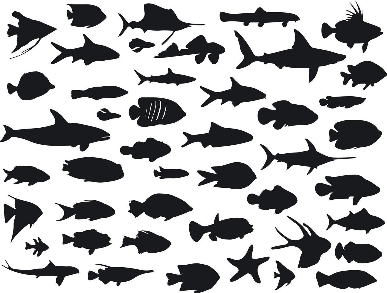 grande collection de vecteurs de la vie aquatique - collection de silhouettes de poissons vecteur