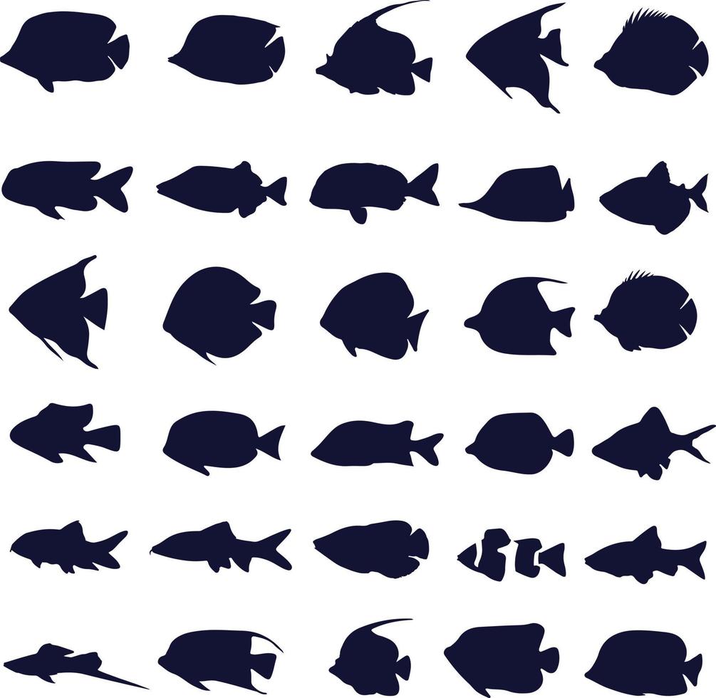 illustration vectorielle de divers types de silhouette de poisson. vecteur