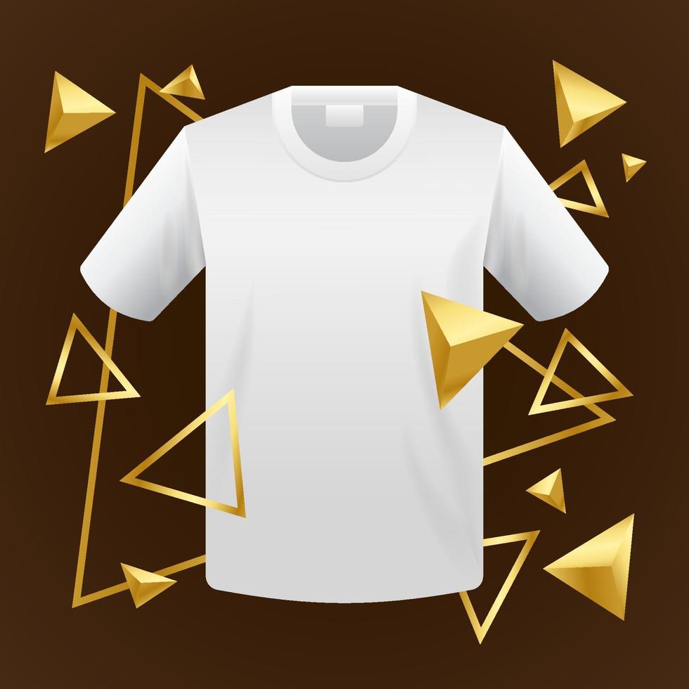 tshirt blanc avec des éléments de triangle d'or vecteur