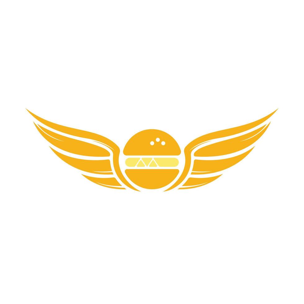 logo de burger d'ange avec création de logo d'ailes. vecteur