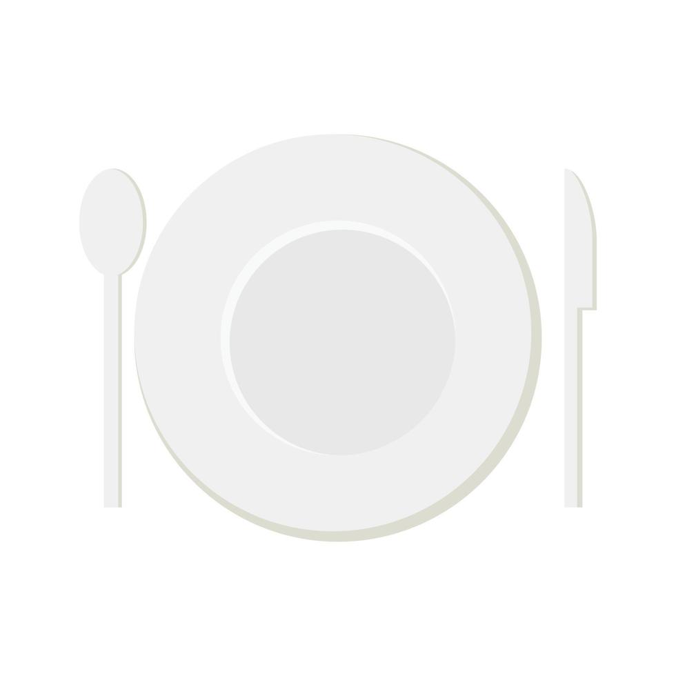 illustration vectorielle d'une cuillère à assiette et d'un couteau. les conceptions plates sont idéales pour les conceptions graphiques sur le thème de la nourriture ou du menu vecteur