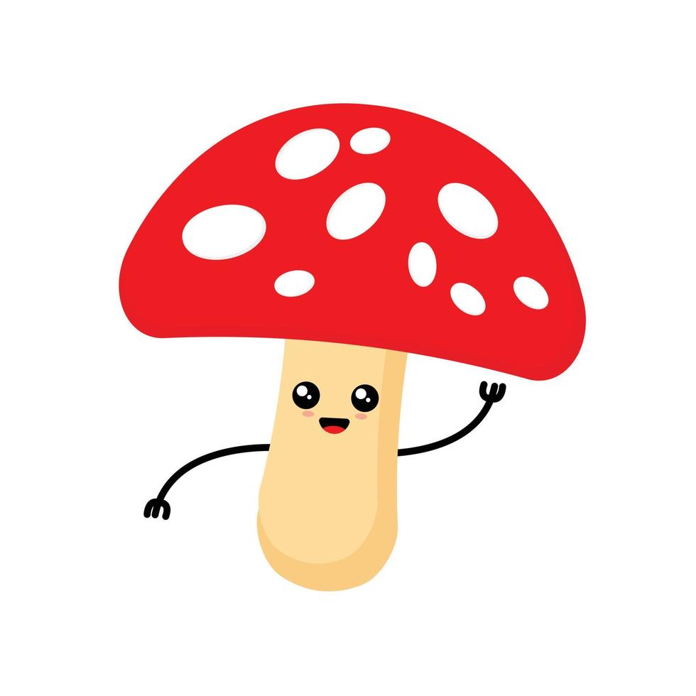 champignon mignon de dessin animé de vecteur de graphiques d'illustration. adapté au contenu alimentaire ou végétal