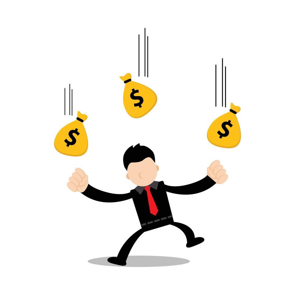 illustration graphique vectorielle du personnage de dessin animé d'homme d'affaires pleuvant de l'argent. adapté au contenu comment gagner de l'argent vecteur