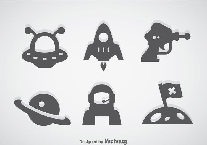 Fantasy Space Grey Icons vecteur