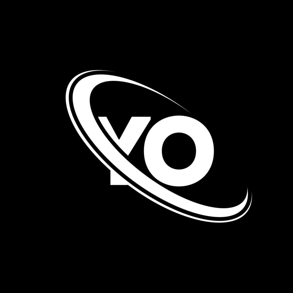 ton logo. votre conception. lettre yo blanche. création de logo de lettre yo. lettre initiale yo logo monogramme majuscule cercle lié. vecteur