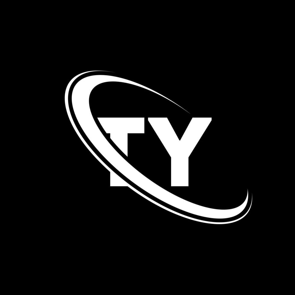 ty logo. ty conception. lettre ty blanche. création de logo de lettre ty. lettre initiale ty logo monogramme majuscule cercle lié. vecteur