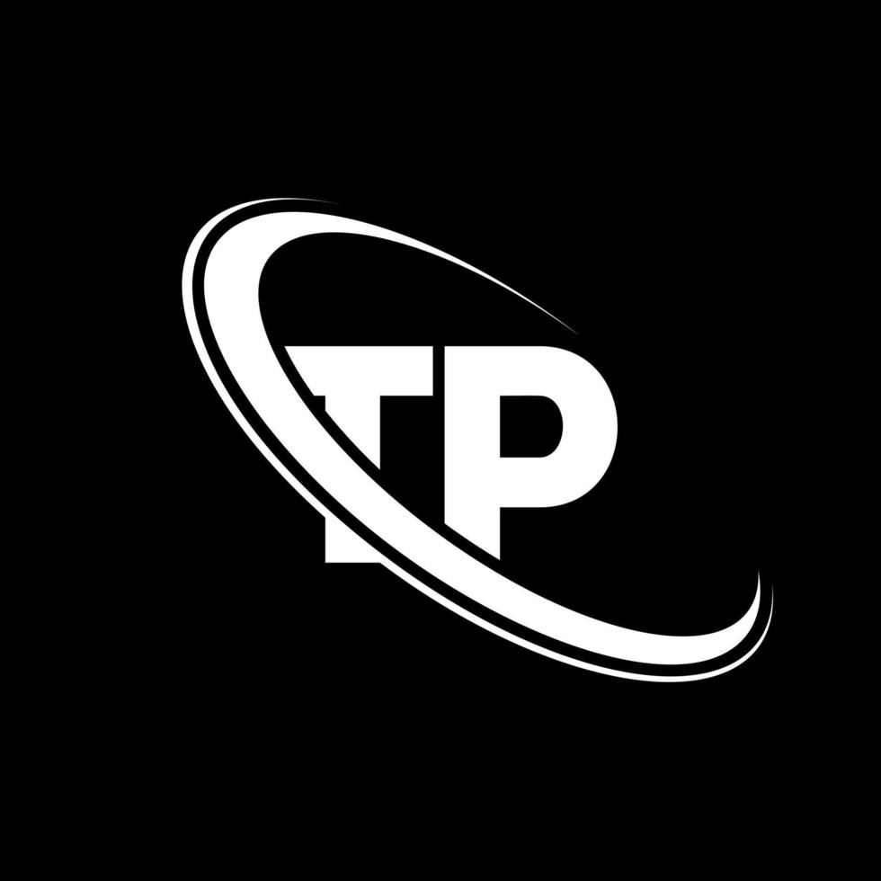 logo tp. conception tp. lettre tp blanche. création de logo de lettre tp. lettre initiale tp cercle lié logo monogramme majuscule. vecteur