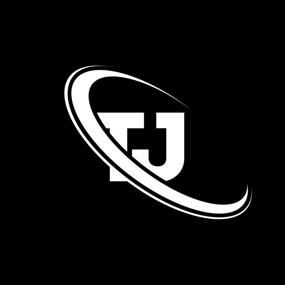 logo tj. conception tj. lettre tj blanche. création de logo de lettre tj. lettre initiale tj logo monogramme majuscule cercle lié. vecteur