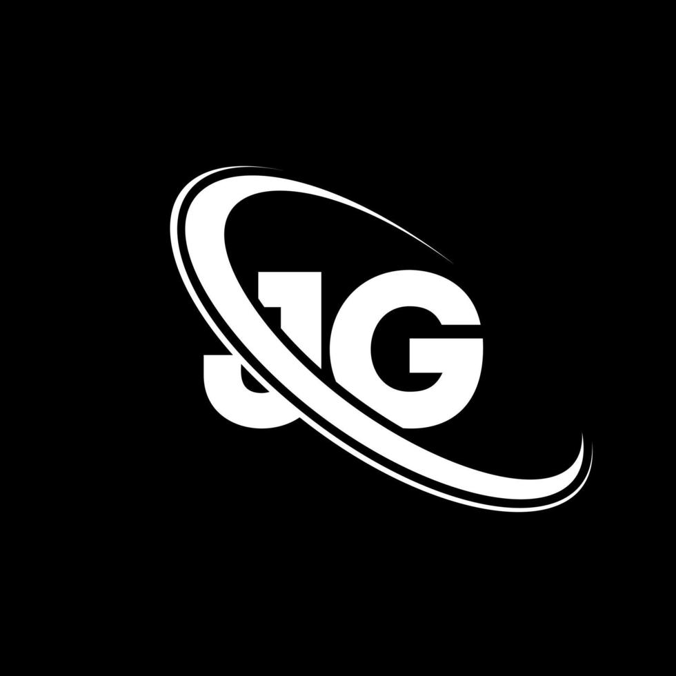 logo jg. conception jg. lettre jg blanche. création de logo de lettre jg. lettre initiale jg logo monogramme majuscule cercle lié. vecteur