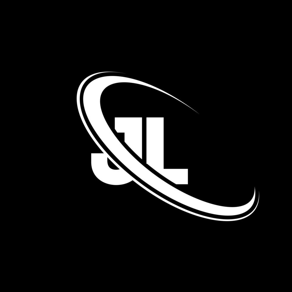 logo jl. conception jl. lettre jl blanche. création de logo de lettre jl. lettre initiale jl logo monogramme majuscule cercle lié. vecteur