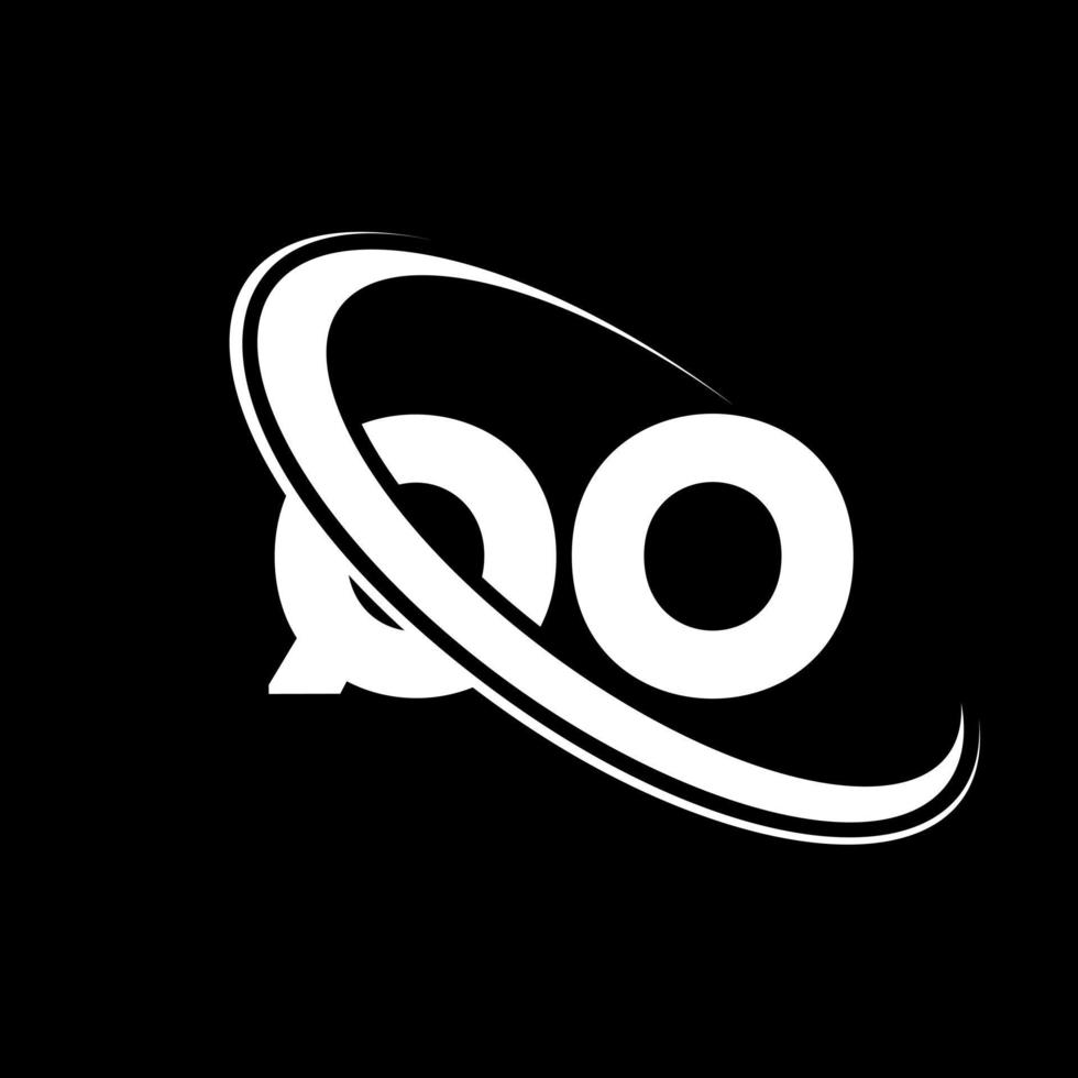 qo logo. qo conception. lettre qo blanche. création de logo de lettre qo. lettre initiale qo cercle lié logo monogramme majuscule. vecteur