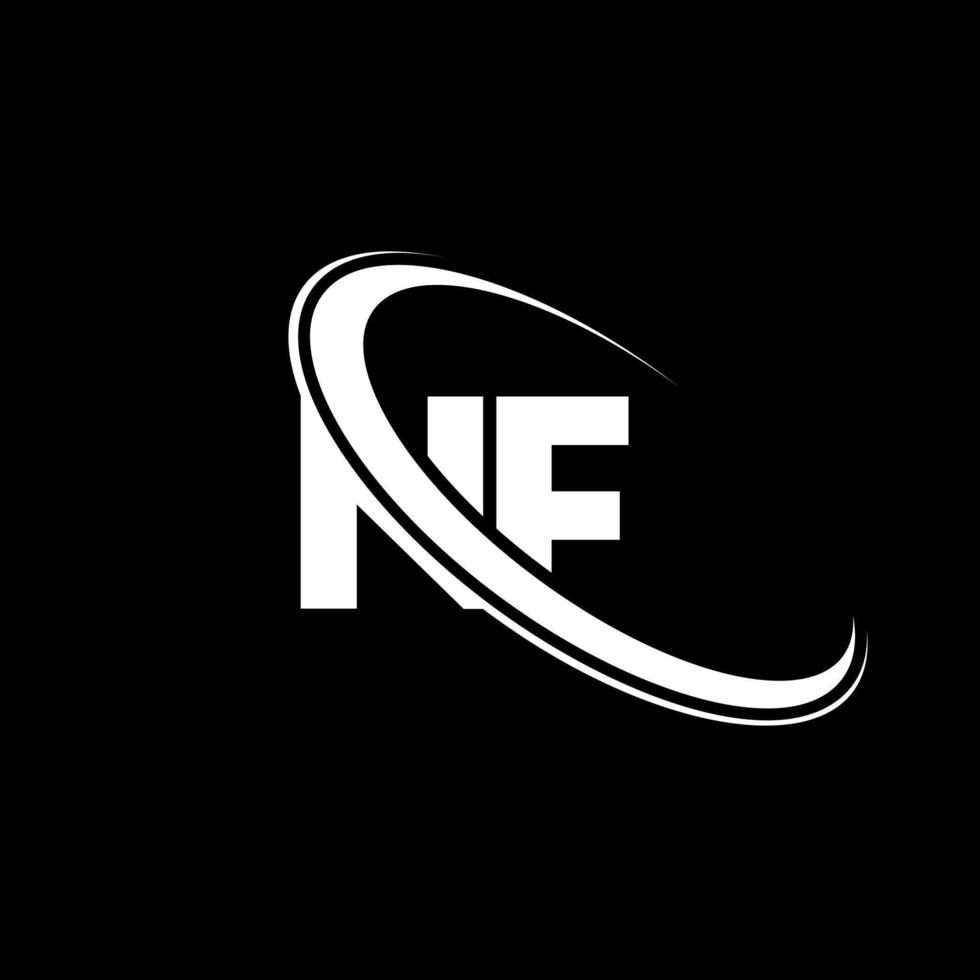 nf logo. conception nf. lettre nf blanche. création de logo de lettre nf. lettre initiale nf logo monogramme majuscule cercle lié. vecteur