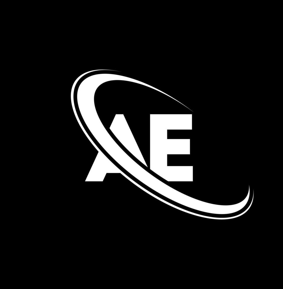 logo ae. une conception. lettre ae blanche. création de logo de lettre ae. lettre initiale ae logo monogramme majuscule cercle lié. vecteur