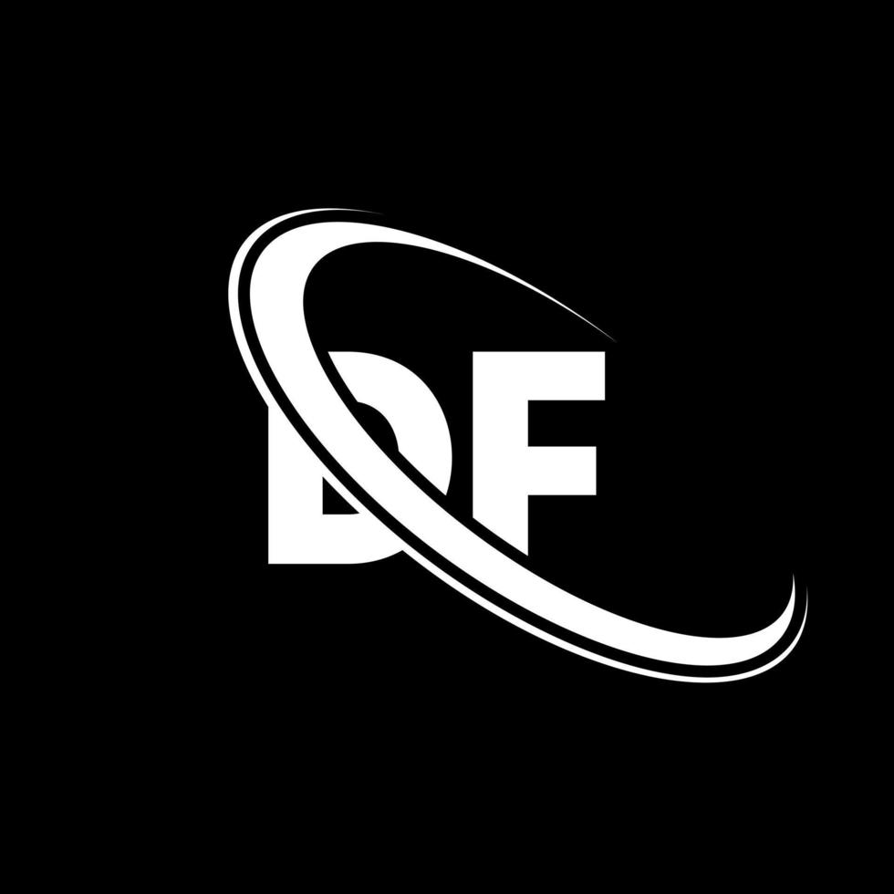 logo df. conception df. lettre df blanche. création de logo de lettre df. lettre initiale df logo monogramme majuscule cercle lié. vecteur