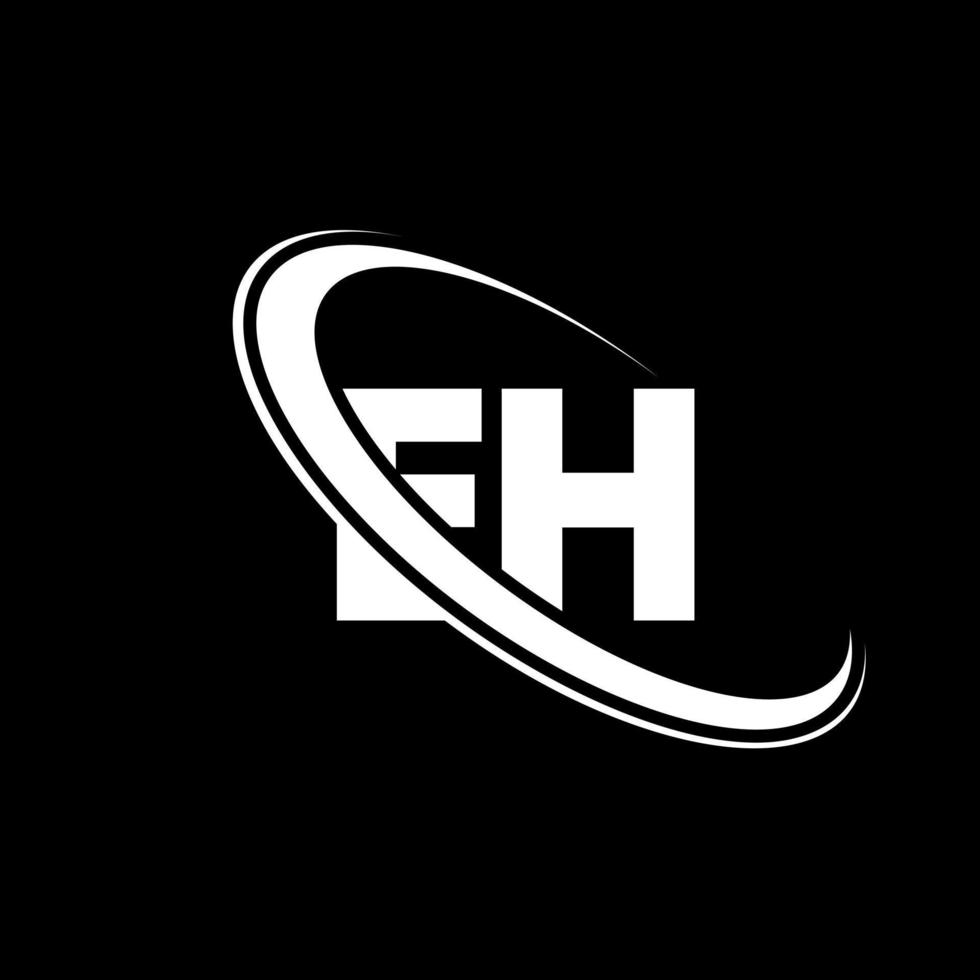 euh logo. euh la conception. lettre hein blanche. création de logo de lettre eh. lettre initiale eh logo monogramme majuscule cercle lié. vecteur