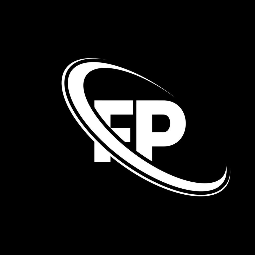 logo fp. conception fp. lettre fp blanche. création de logo de lettre fp. lettre initiale fp cercle lié logo monogramme majuscule. vecteur