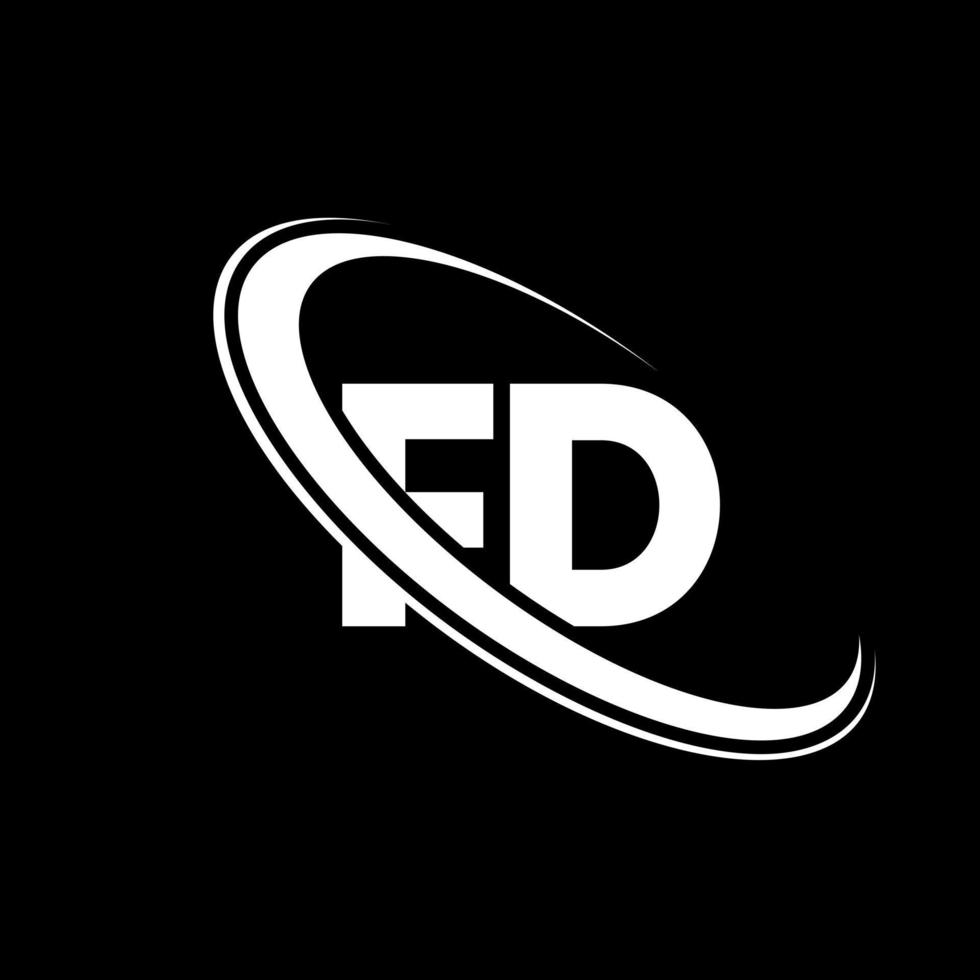 logo fd. conception fd. lettre fd blanche. création de logo de lettre fd. lettre initiale fd logo monogramme majuscule cercle lié. vecteur
