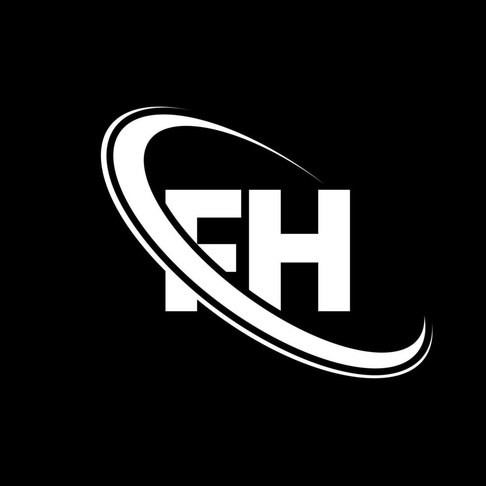 logo fh. conception fh. lettre fh blanche. création de logo de lettre fh. lettre initiale fh logo monogramme majuscule cercle lié. vecteur