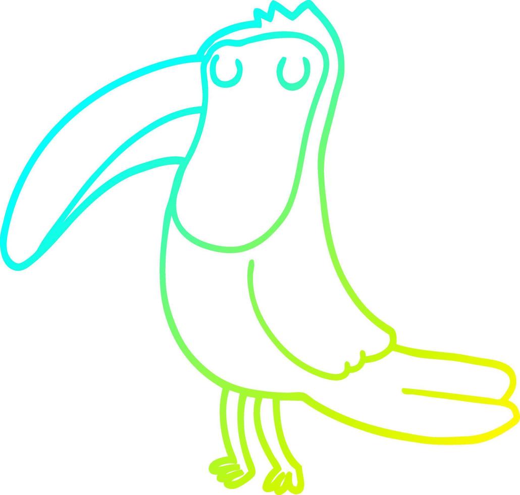 dessin de ligne de gradient froid toucan de dessin animé vecteur