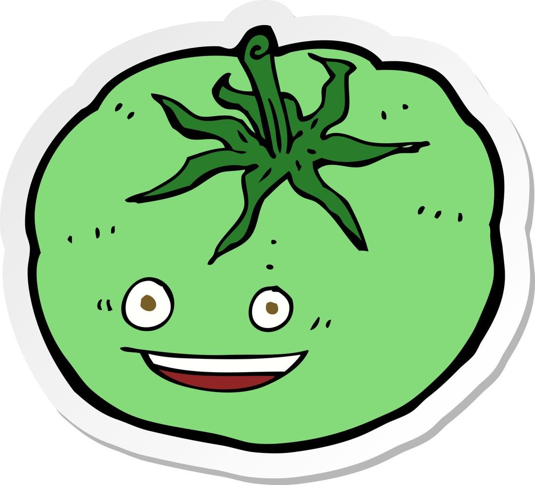autocollant d'une tomate verte de dessin animé vecteur