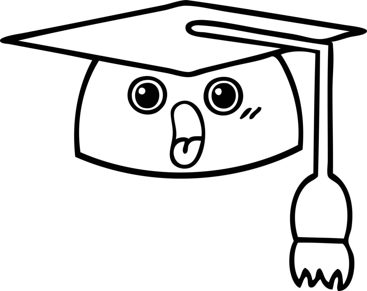 chapeau de graduation dessin animé dessin au trait vecteur