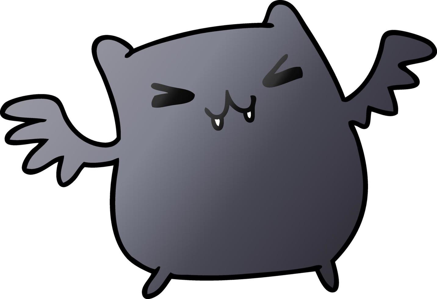 dessin animé dégradé d'une chauve-souris kawaii mignonne vecteur