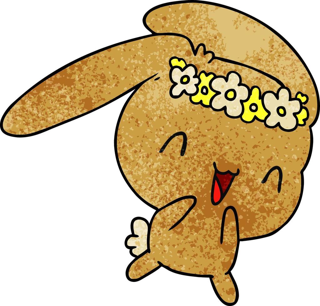 lapin à fourrure mignon kawaii dessin animé texturé vecteur